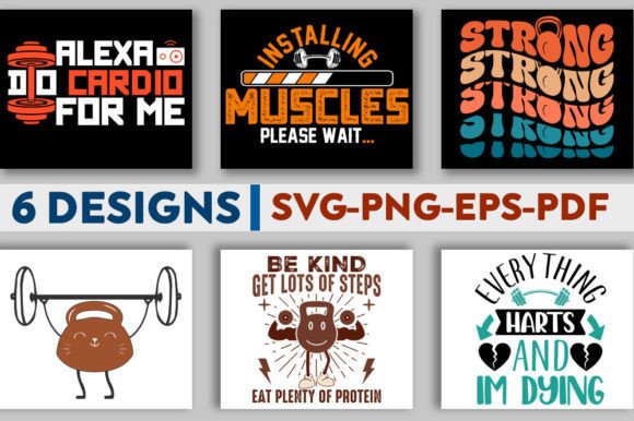 Gym Fitness Trendy Design Bundle: Graphics for Crafts