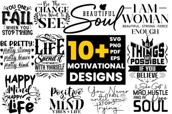 Motivational Typography Design Bundle for Graphics and Crafts