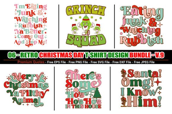 Retro Christmas Quote SVG Design Bundle for T-Shirt Designs and Graphics